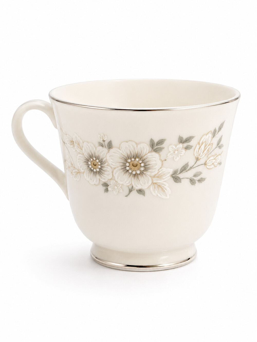 Vintage Carlton Japan Andover 482 Floral China Footed Teacup Silver Trim